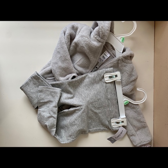 Carters Girls Gray Plush Hoodie Jacket - Picture 5 of 5